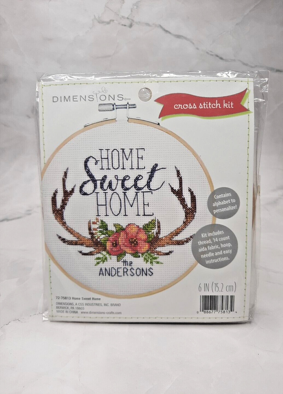 Dimensions Cross Stitch Kit 72-75813 Home Sweet Home 6 inch Hoop